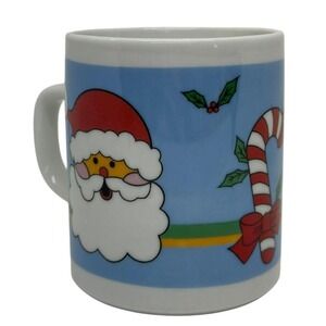 Vintage Christmas Santa Claus Candy Cane Mug Ceramic Holiday Coffee Tea Cup Gift